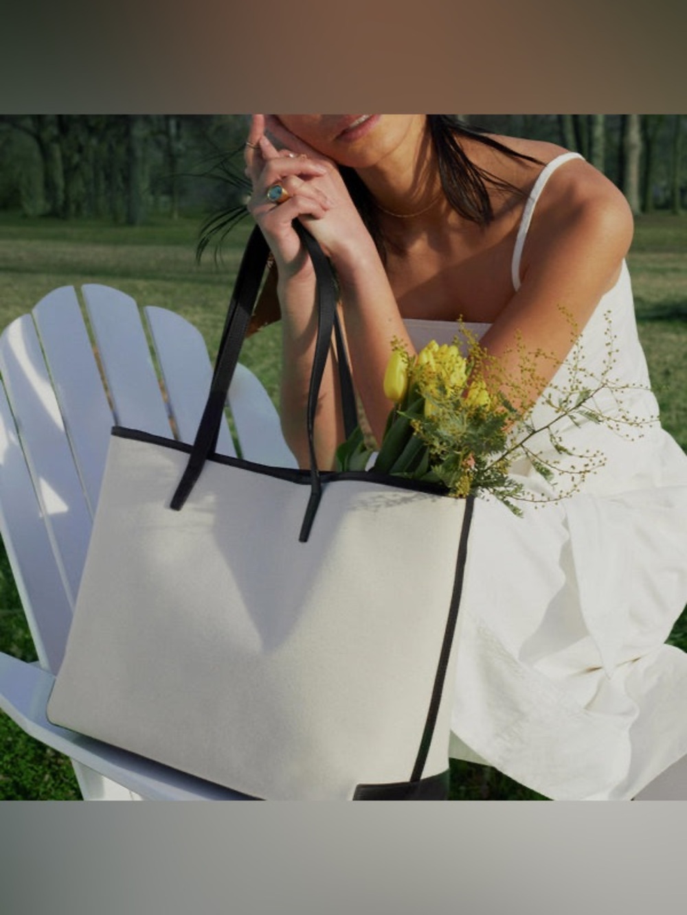 Leatherology Canvas Tote Bag with Black LeatherTrim & Medium accessories case.